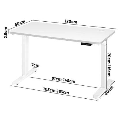 Adjustable Motorized Standing Desk 120cm White