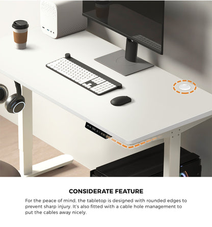 Adjustable Motorized Standing Desk 150cm White