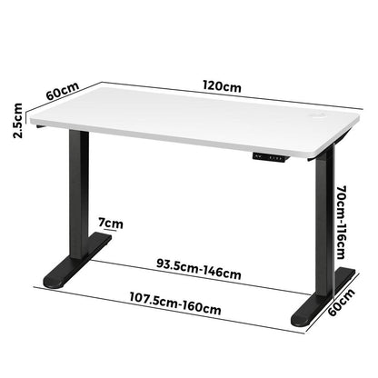 Adjustable Standing Desk Dual Motor 120cm Black and White