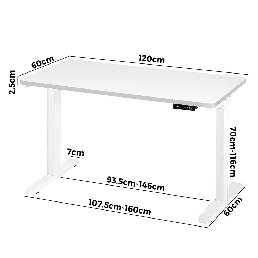 Adjustable Standing Desk Dual Motor 120cm White