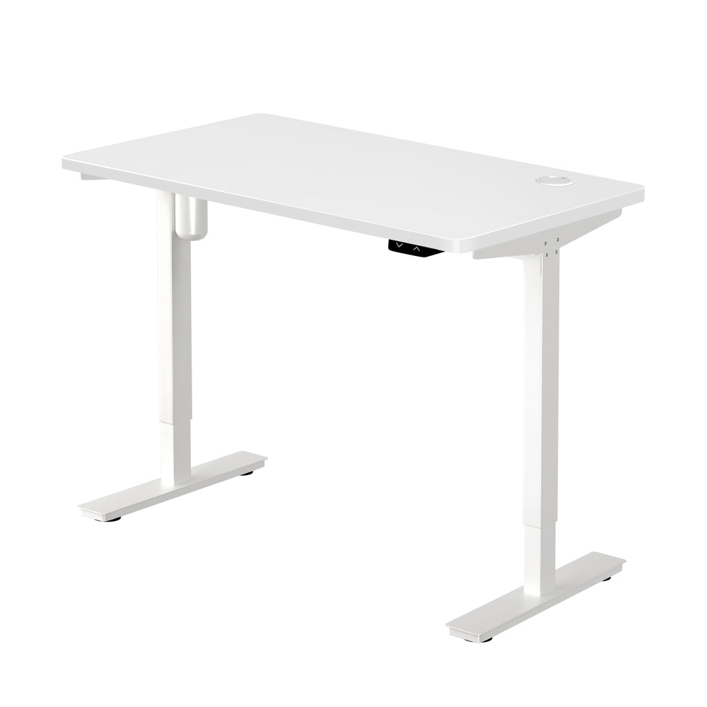 Electric Standing Desk Single Motor 150cm White and Walnut