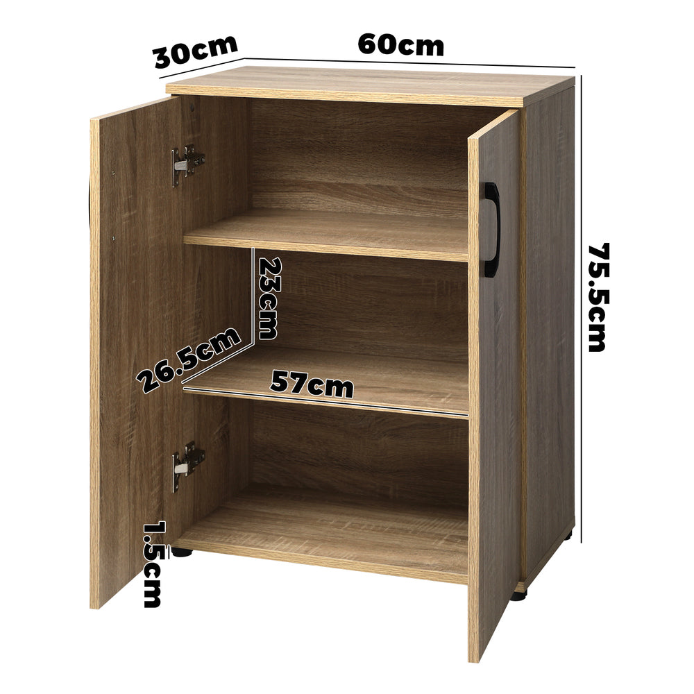 Freestanding Wooden Storage Cabinet with 3 Shelves