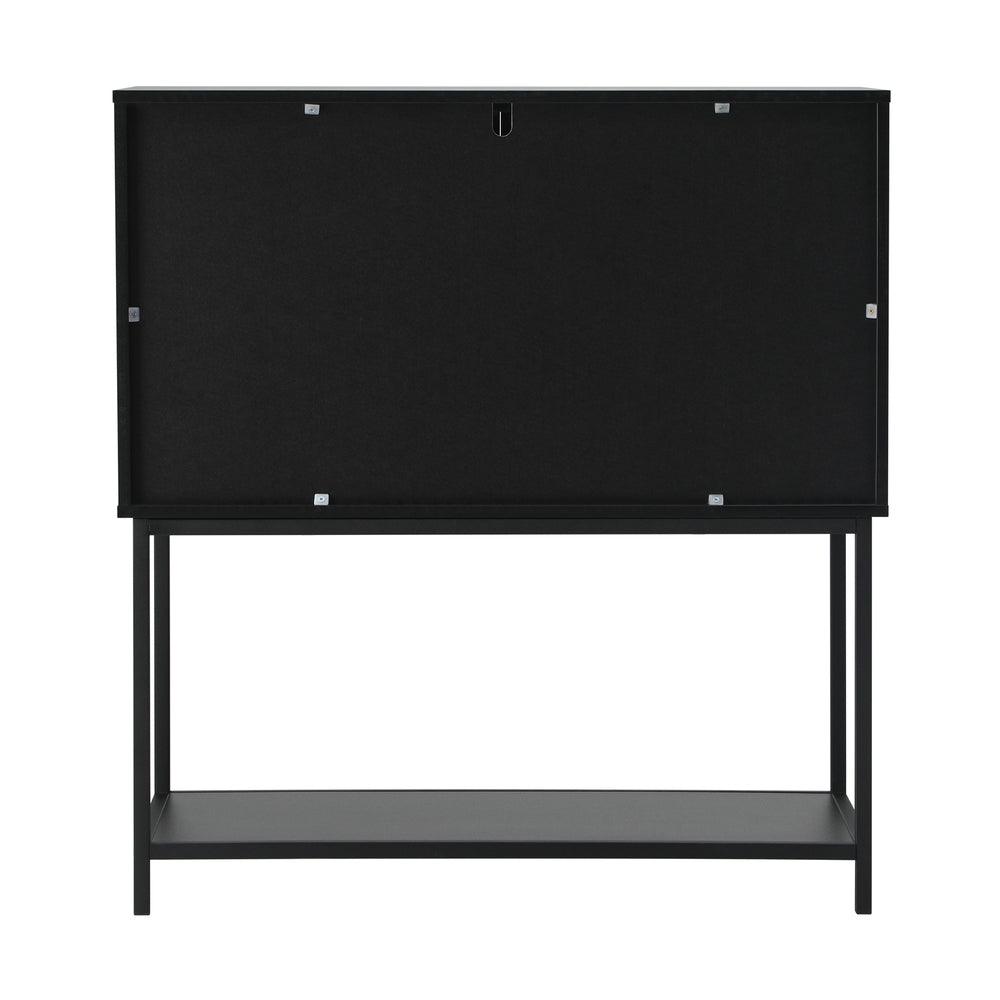 Black Bathroom Cabinet with Two Tempered Glass Doors
