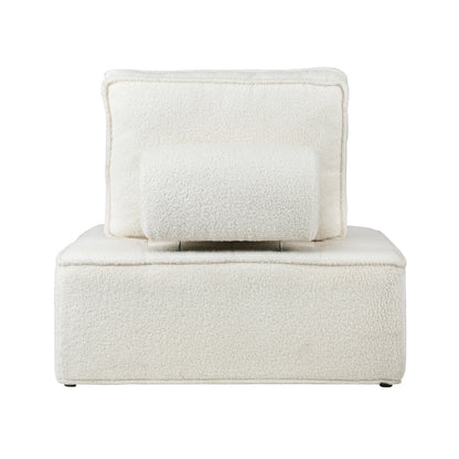 2 Pieces Modular Armless Sofa in White Sherpa