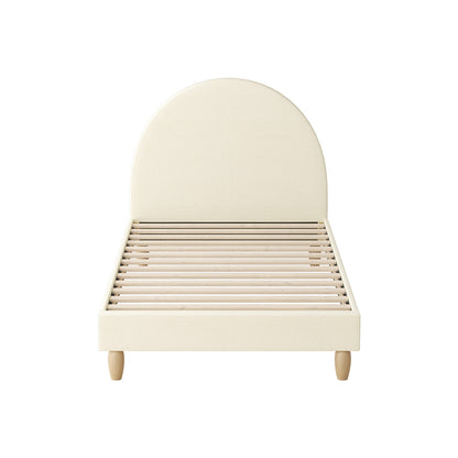 Single Size Bed Frame with Arched Bedhead in Beige