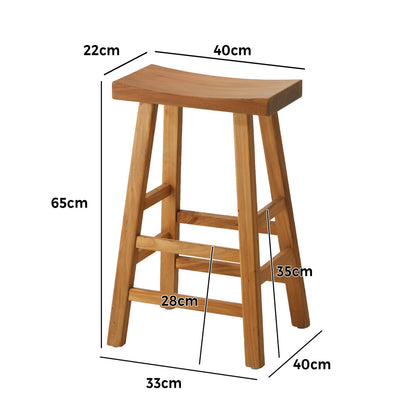 2 pcs Wooden Bar Stools Counter Height Natural