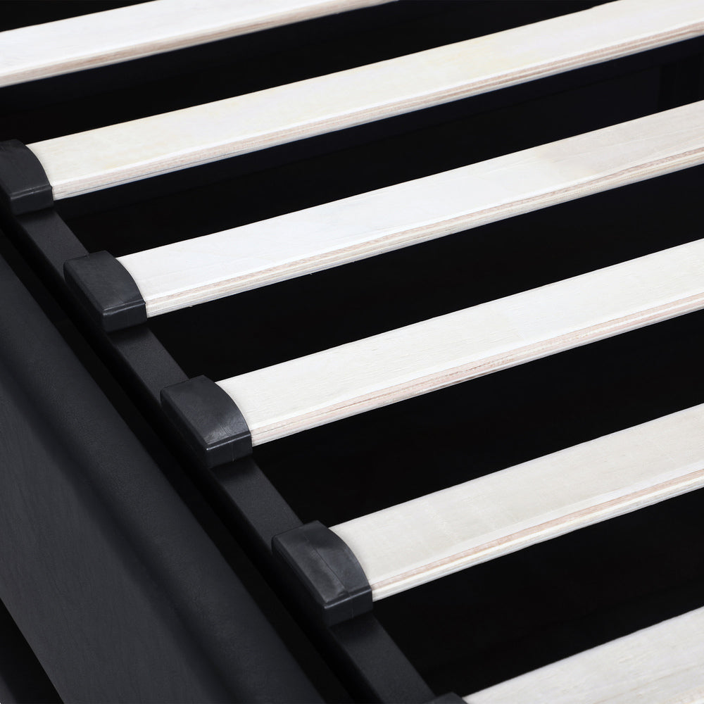 King Bed Frame with Gas Lift RGB Storage Space Black