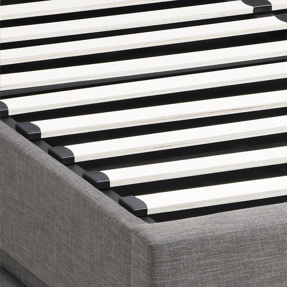 Queen Bed Frame with Gas Lift LED Storage Space Grey