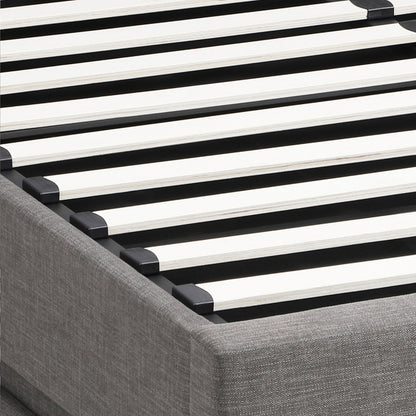 Queen Bed Frame with Gas Lift LED Storage Space Grey
