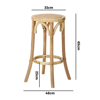 4pcs Bar Stool Dining Chair with Rattan Seat Natural