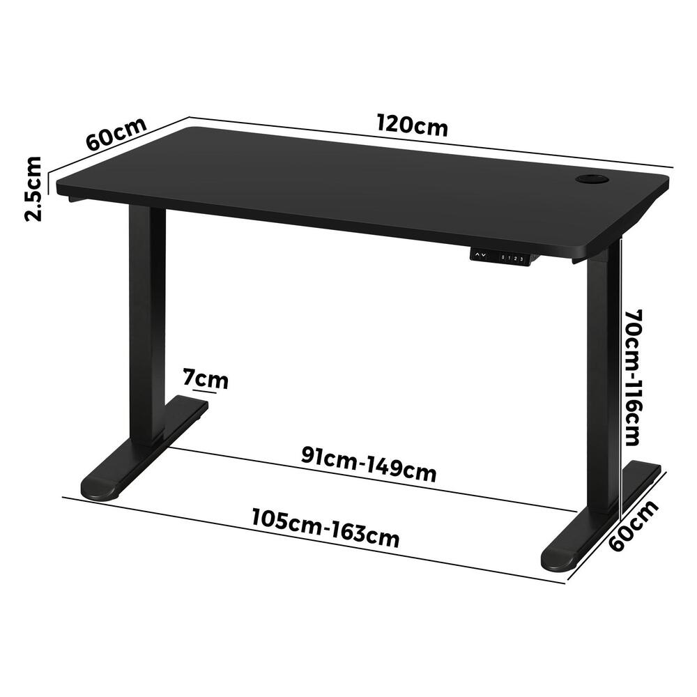 Adjustable Motorized Standing Desk Black 120cm