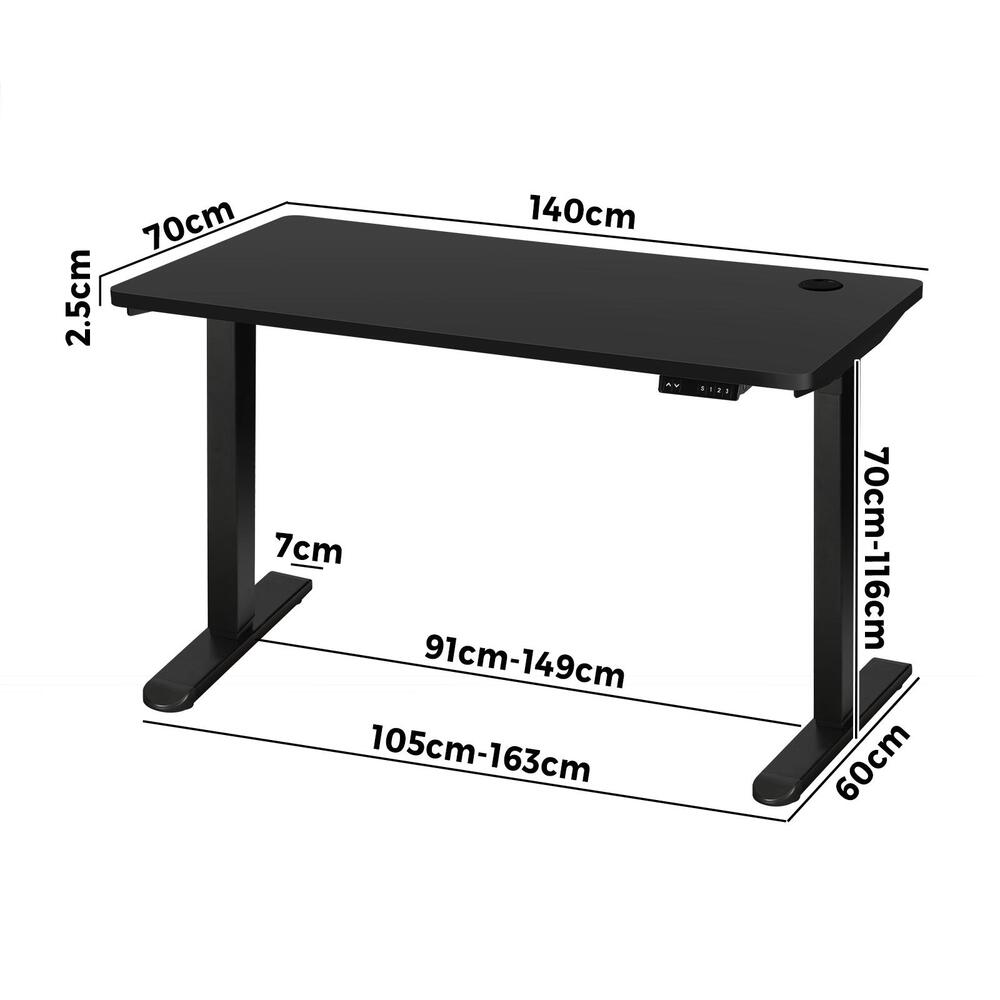 Adjustable Motorized Standing Desk Black 140cm