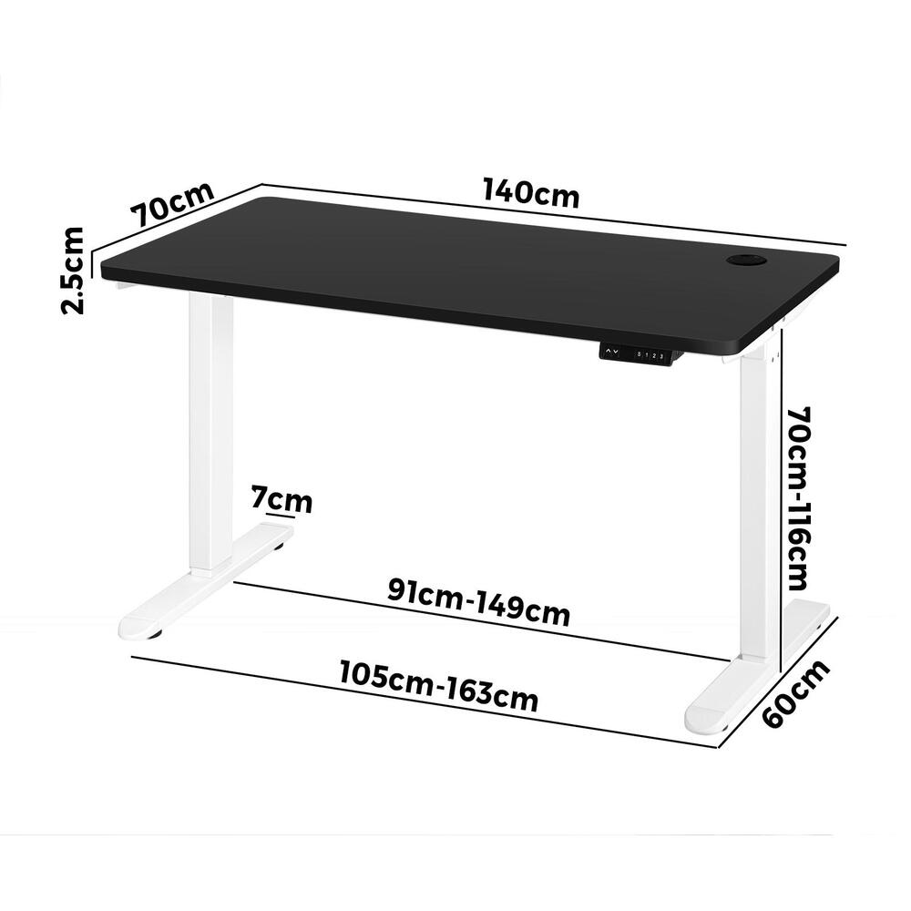 Motorized Adjustable Standing Desk 140cm White and Black