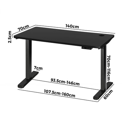 Dual Motor Adjustable Standing Desk 140cm Black