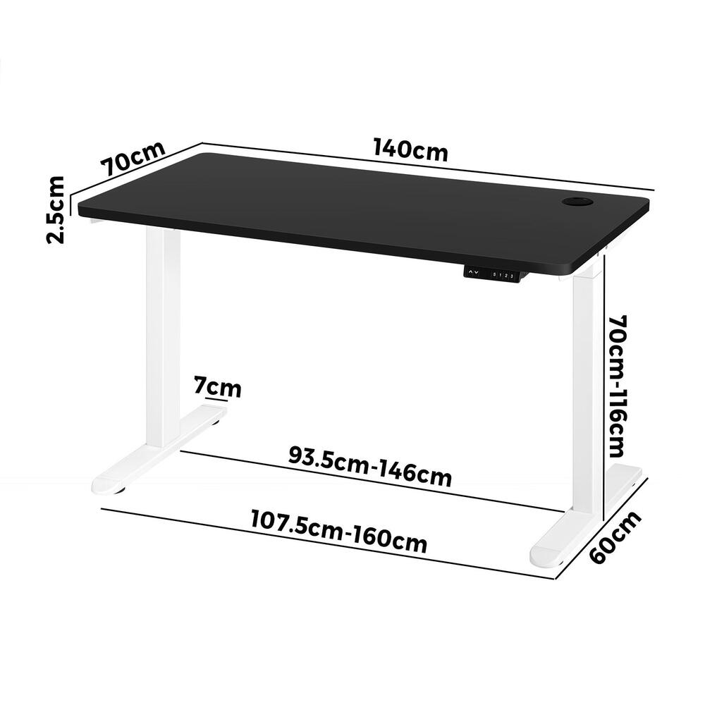 Standing Desk Dual Motor Height Adjustable 140cm Walnut and Black
