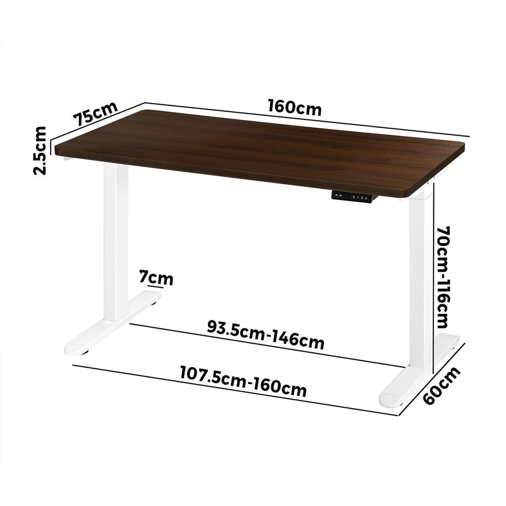 Sit-Stand Height Adjustable Desk 160cm White and Walnut