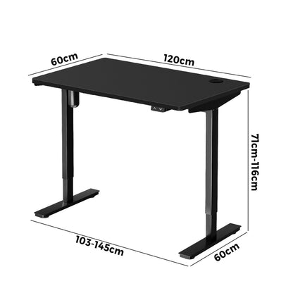 Electric Standing Desk 120cm Single Motor Black
