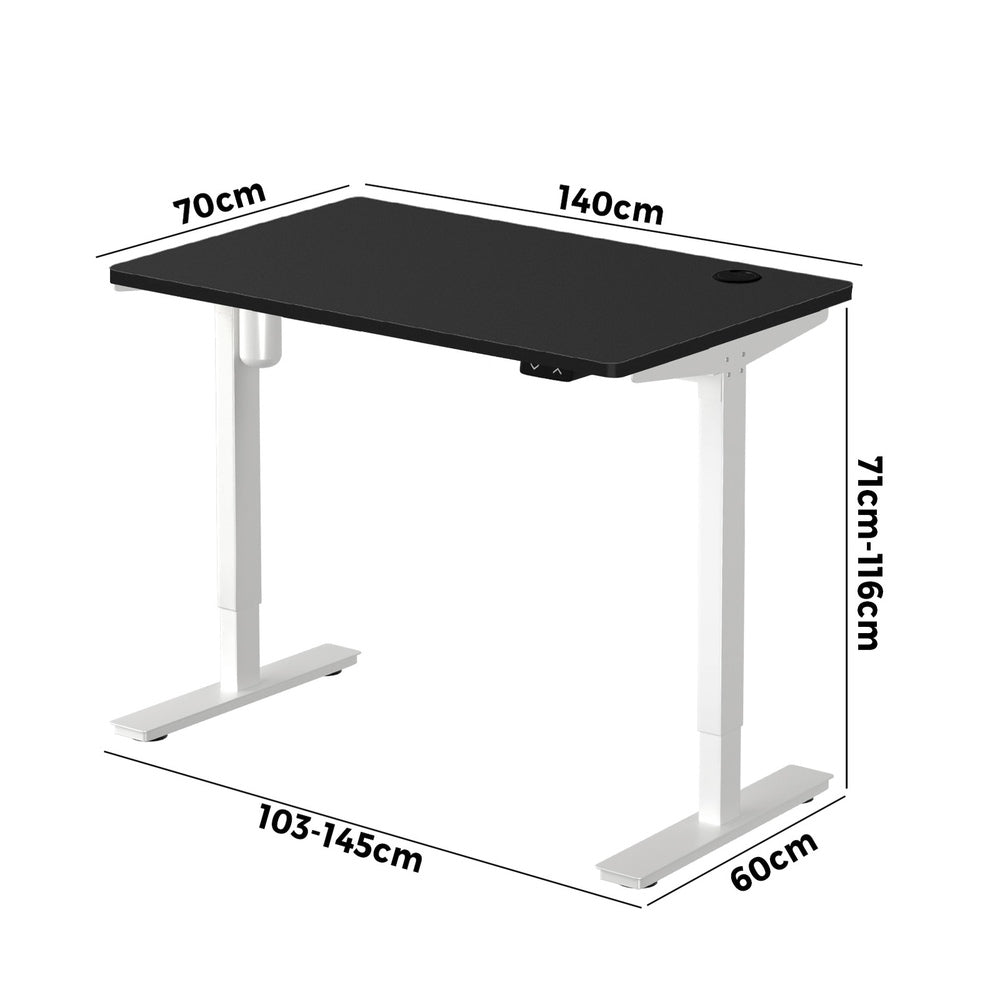 Electric Standing Desk 140cm Single Motor Black and White