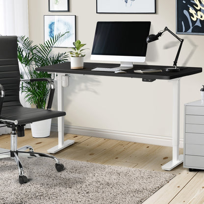 Electric Standing Desk 140cm Single Motor Black and White