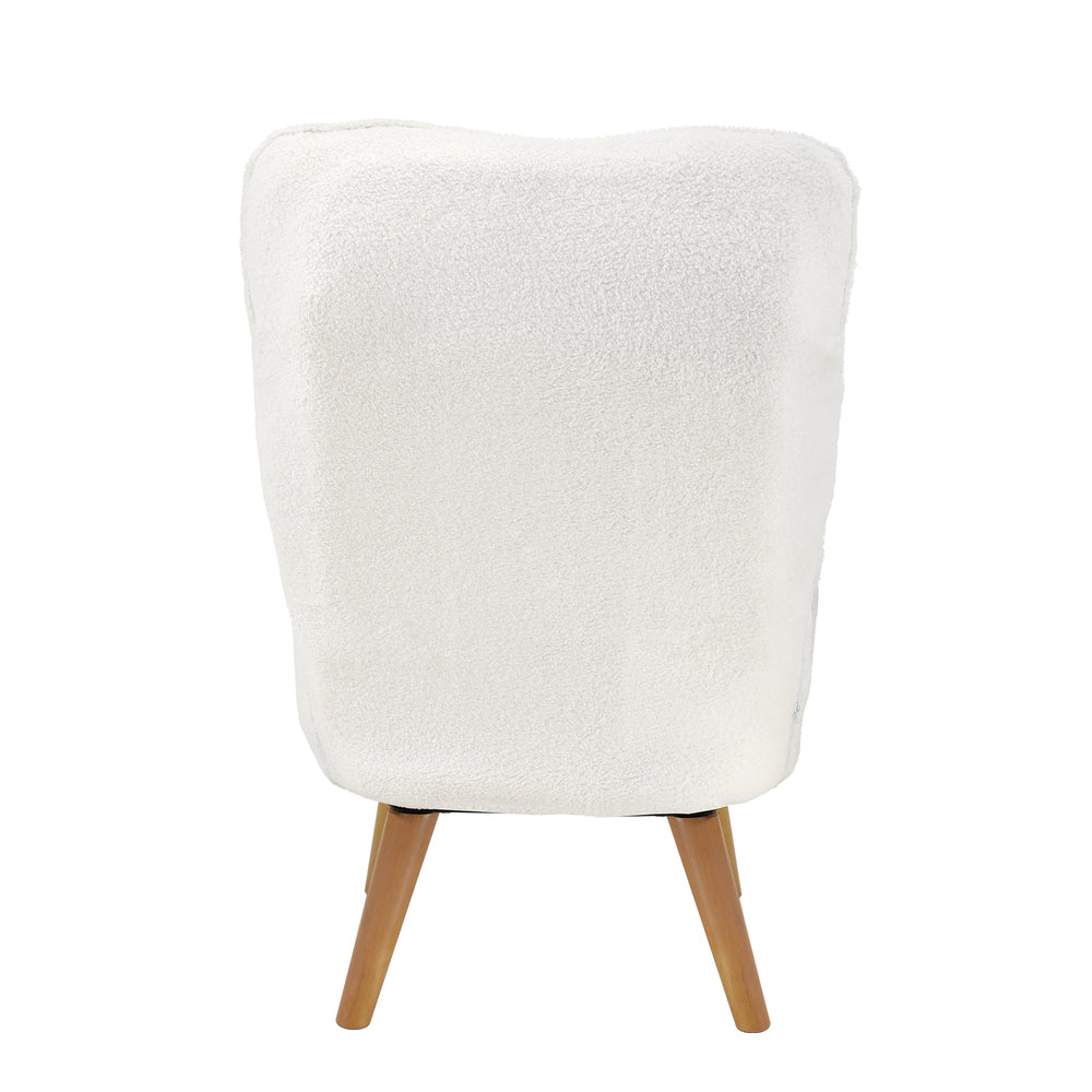 Swivel Armchair with Ottoman Sherpa White
