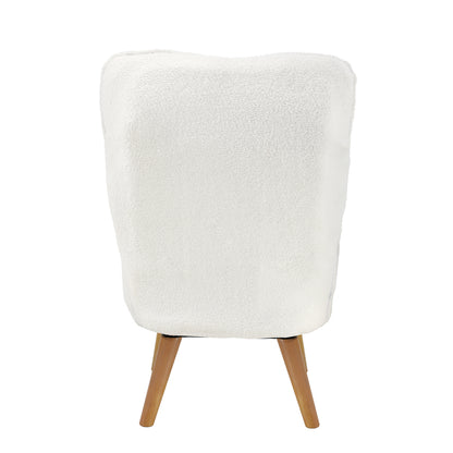 Swivel Armchair with Ottoman Sherpa White
