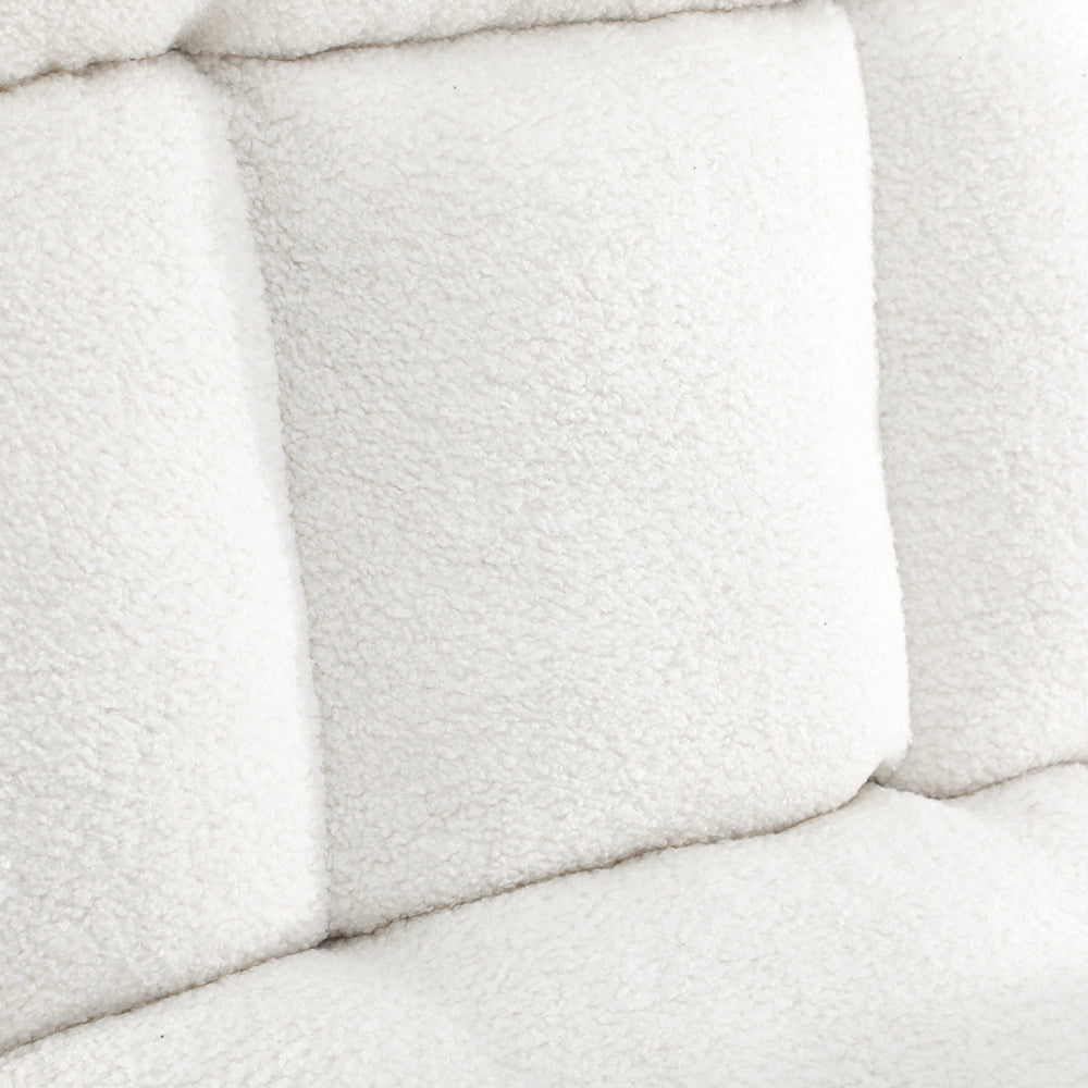 Swivel Armchair with Ottoman Sherpa White