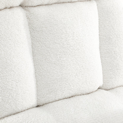 Swivel Armchair with Ottoman Sherpa White