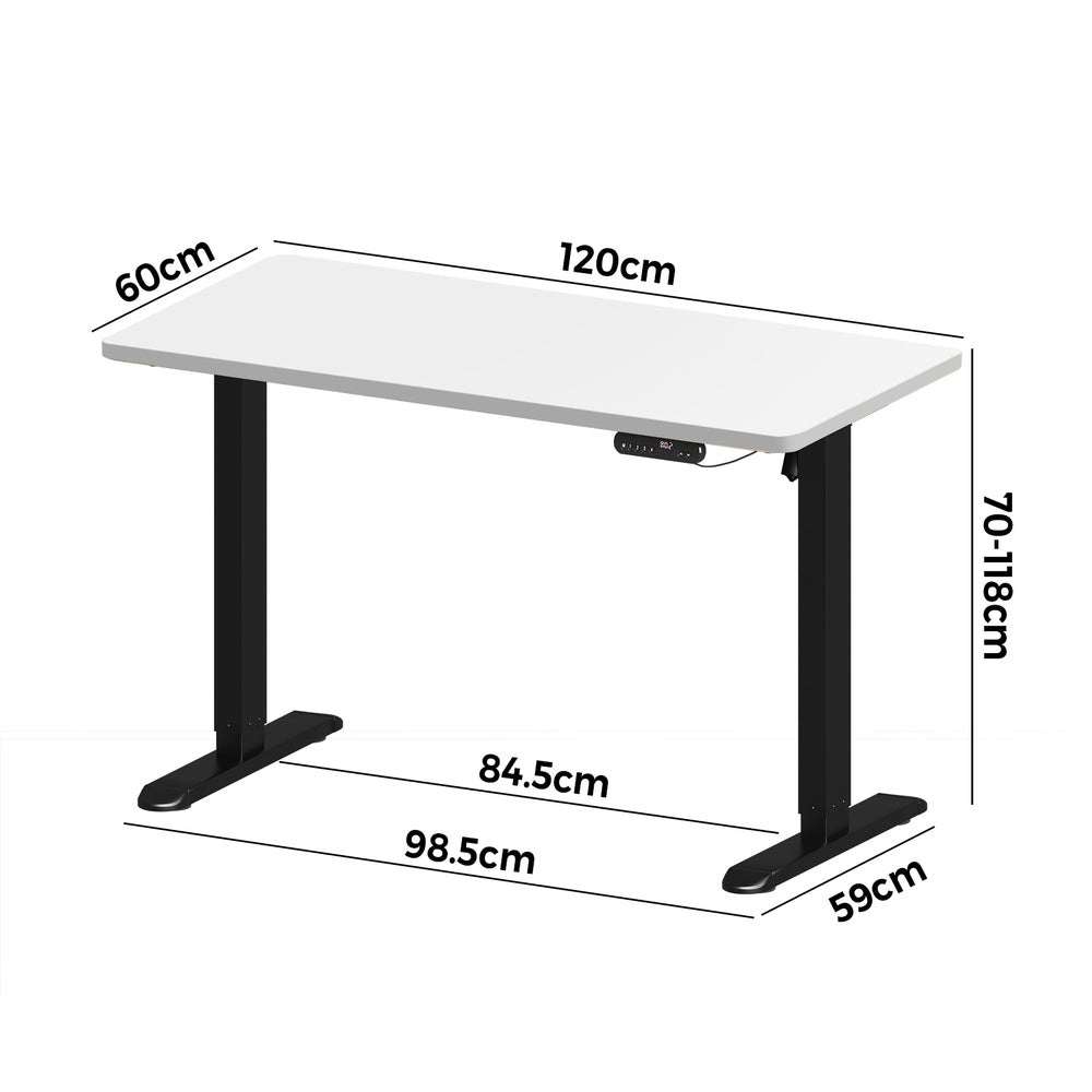 Electric Standing Desk 120CM with Single Motor Black and White