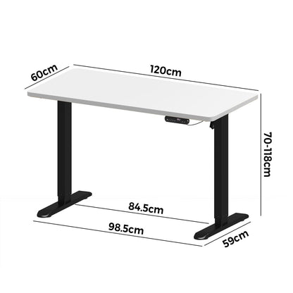 Electric Standing Desk 120CM with Single Motor Black and White