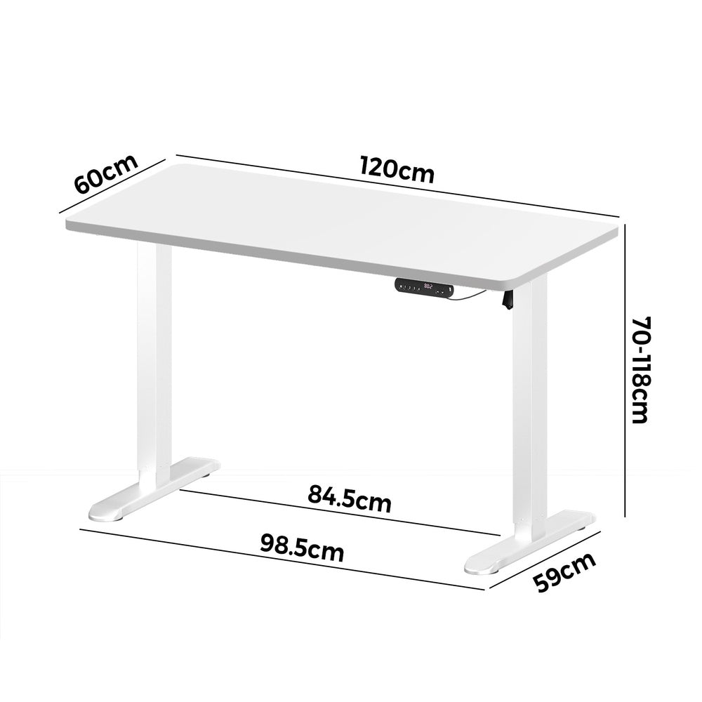 Electric Standing Desk 120CM with Single Motor White