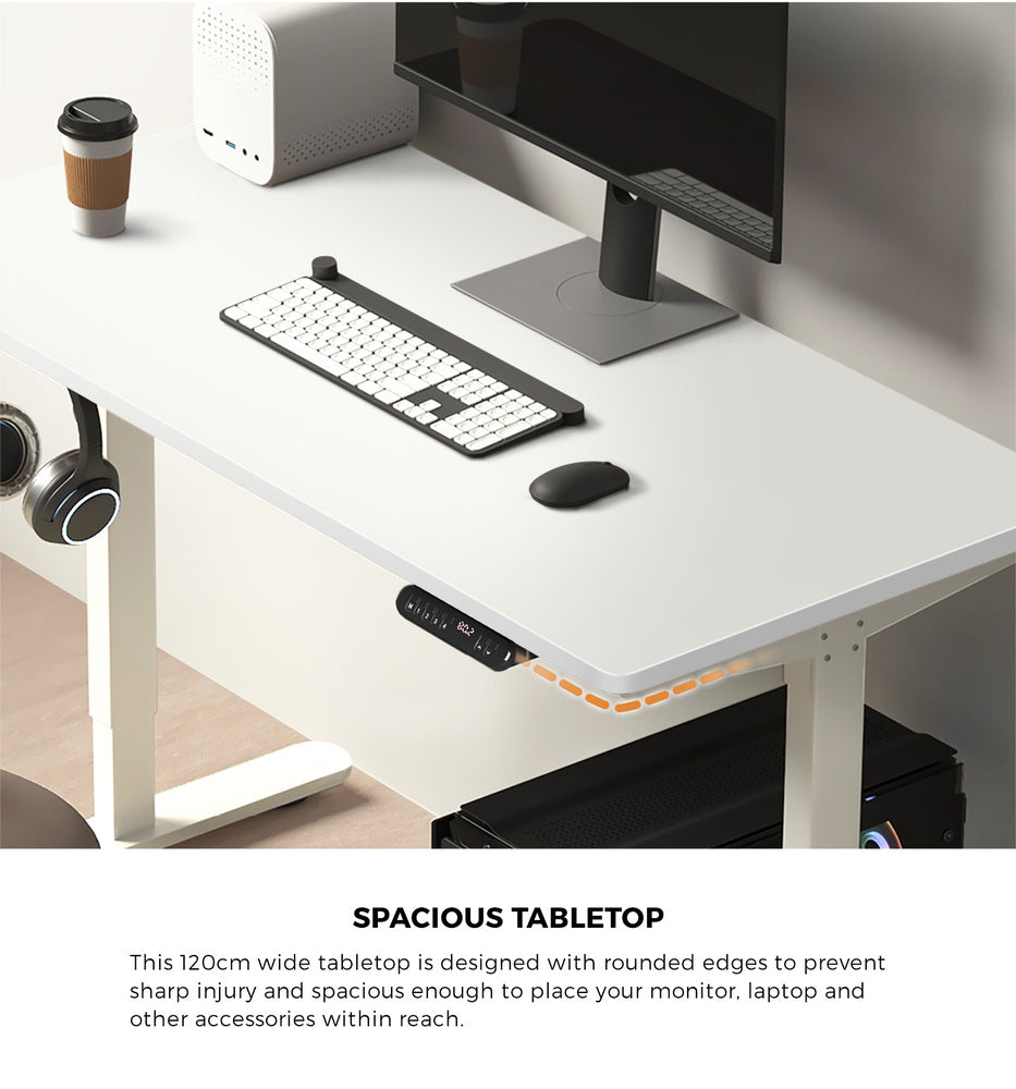 Electric Standing Desk 120CM with Single Motor White