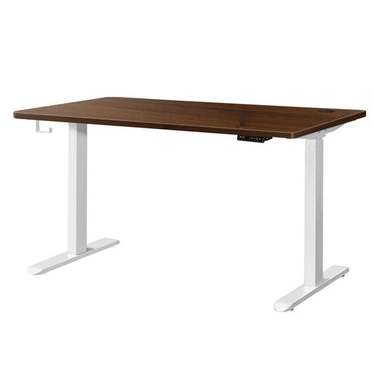 Adjustable Standing Desk with Dual Motor 150cm White and Walnut