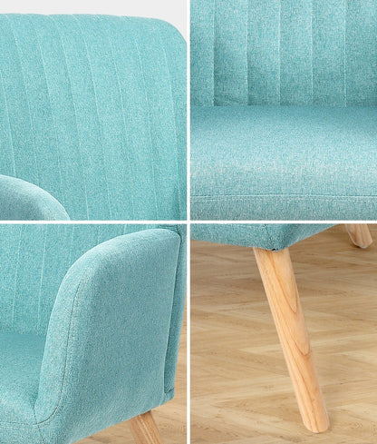 Blue Fabric Rubberwood Armchair