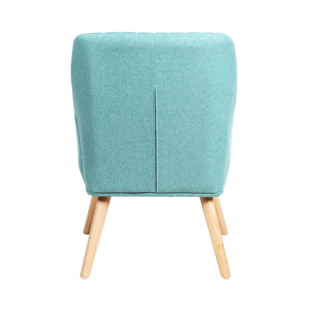 Blue Fabric Rubberwood Armchair