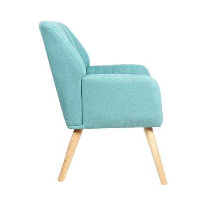 Blue Fabric Rubberwood Armchair