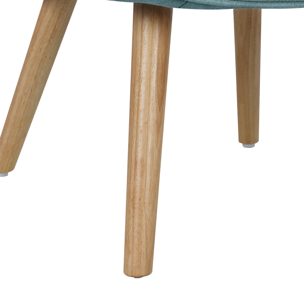 Blue Fabric Armchair with Footstool