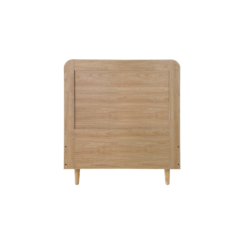 Single Size Wooden Bed Frame with Rattan Headboard