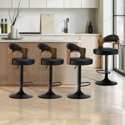 2pcs Metal Leather Bar Stools with Swivel Gas Lift