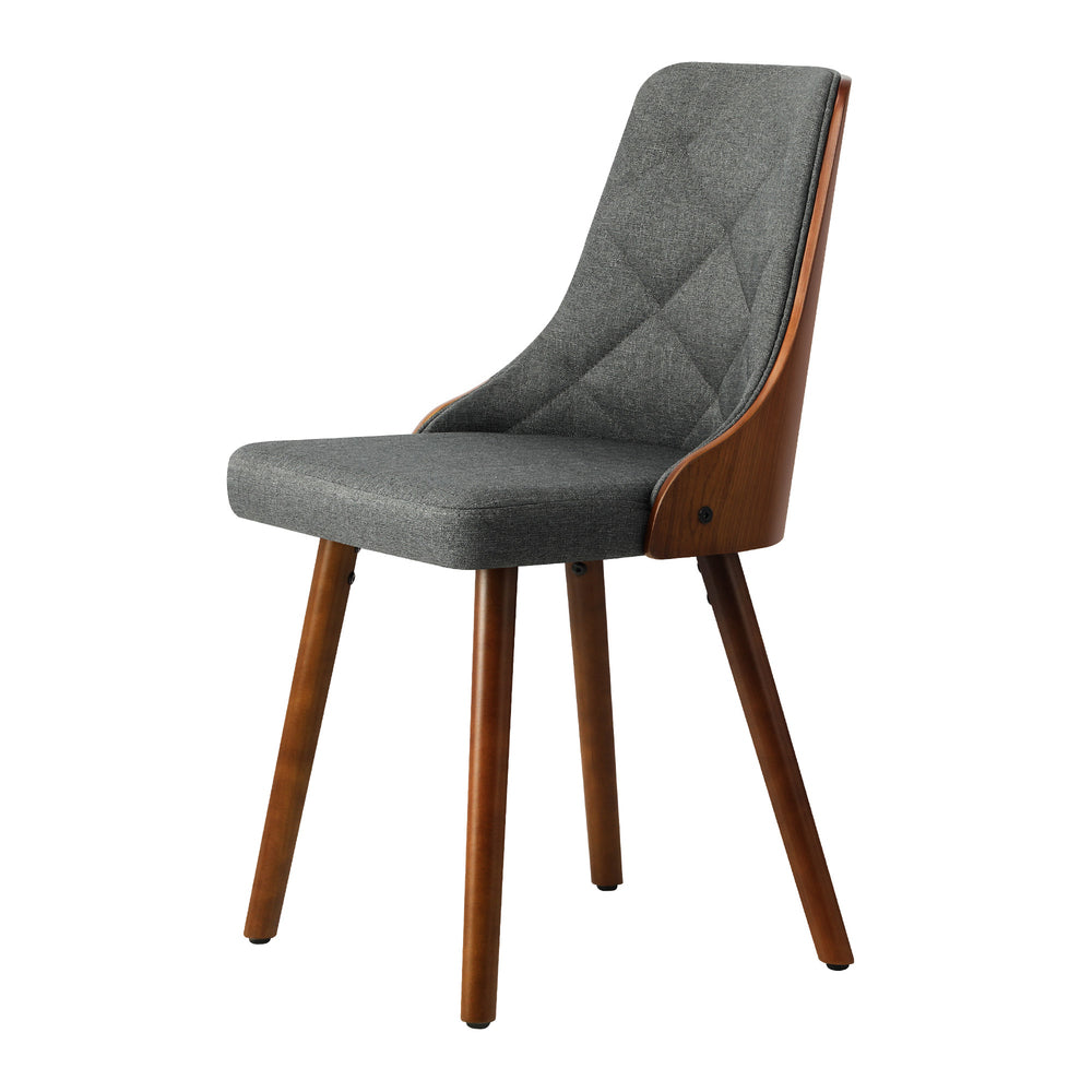 Wooden Dining Chairs with Grey Faux Leather Seats 2 pcs