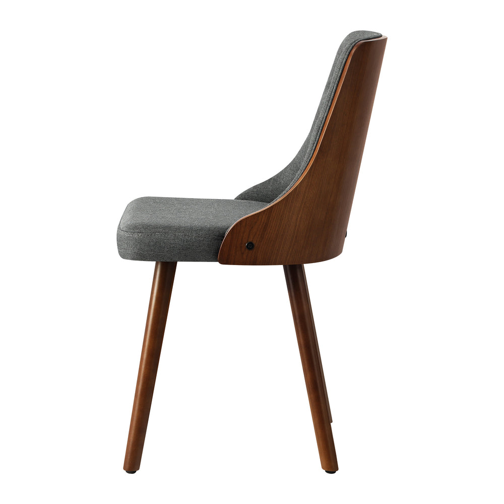 Wooden Dining Chairs with Grey Faux Leather Seats 2 pcs