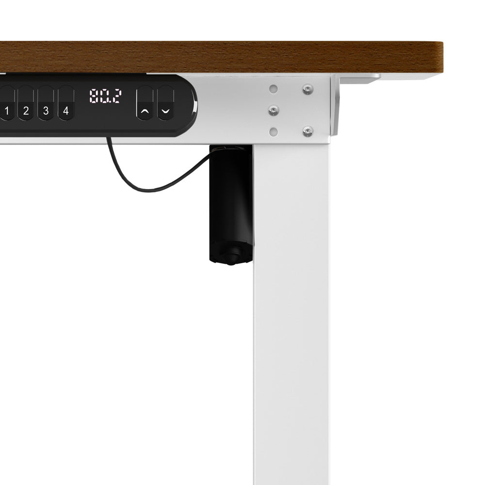 120cm Electric Standing Desk Single Motor Walnut and White