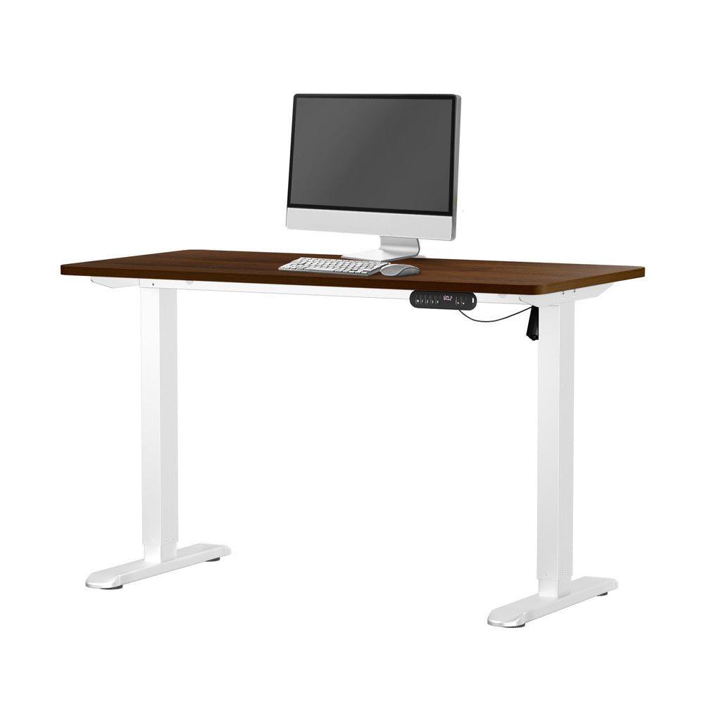 120cm Electric Standing Desk Single Motor Walnut and White