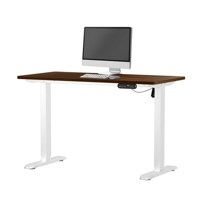 120cm Electric Standing Desk Single Motor Walnut and White