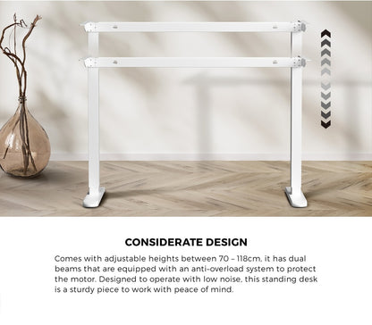120cm Electric Standing Desk Single Motor Walnut and White
