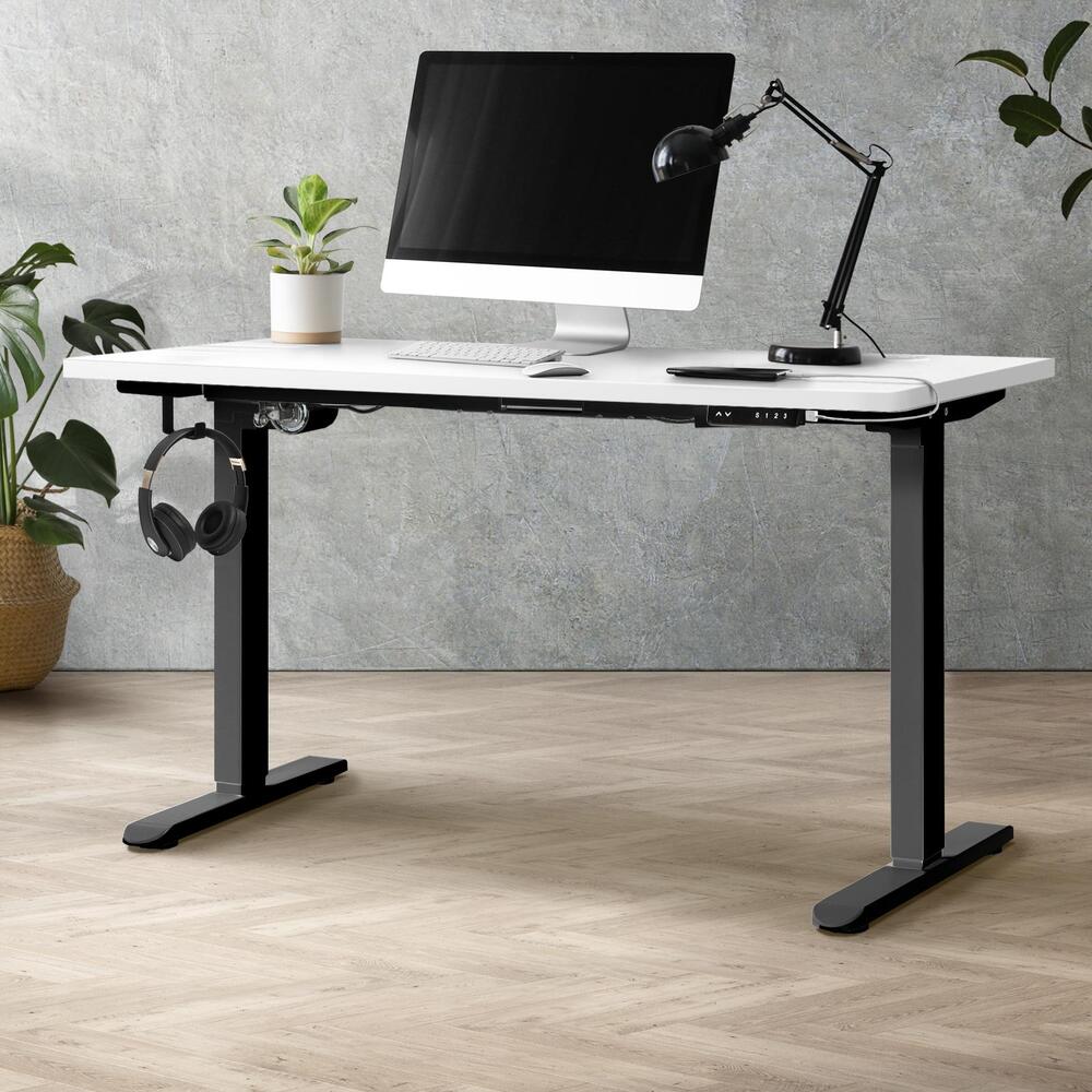140cm Motorized Adjustable Standing Desk Black and White