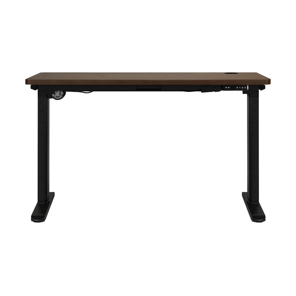 140cm Motorized Adjustable Standing Desk Black and Walnut