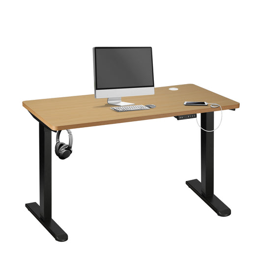 150cm Motorized Adjustable Standing Desk Black and Oak