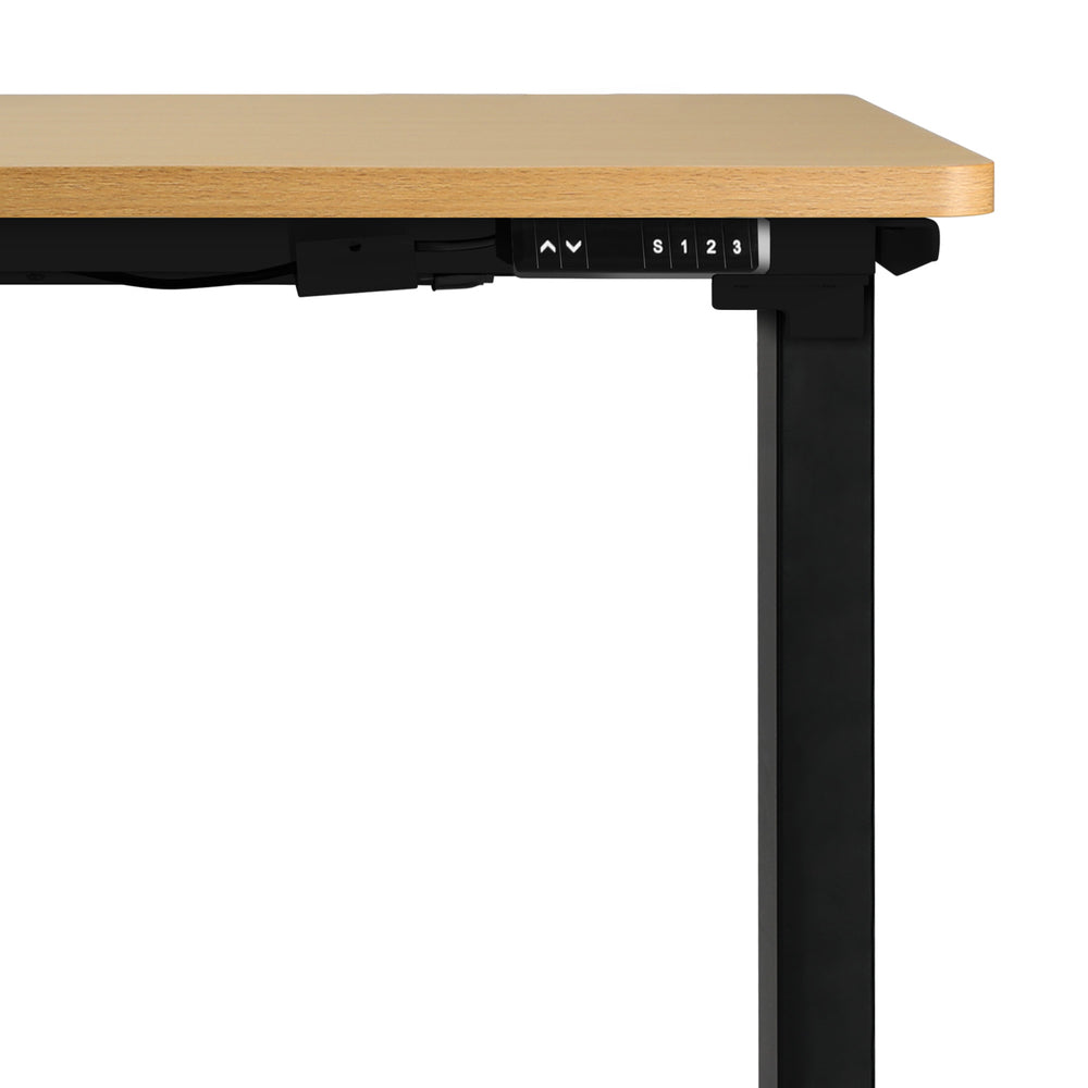 160cm Motorised Adjustable Sit-Stand Desk Black and Oak