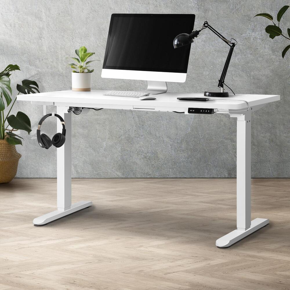 140cm Motorized Adjustable Standing Desk White