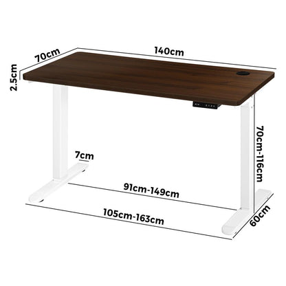 140cm Motorized Adjustable Standing Desk White and Walnut